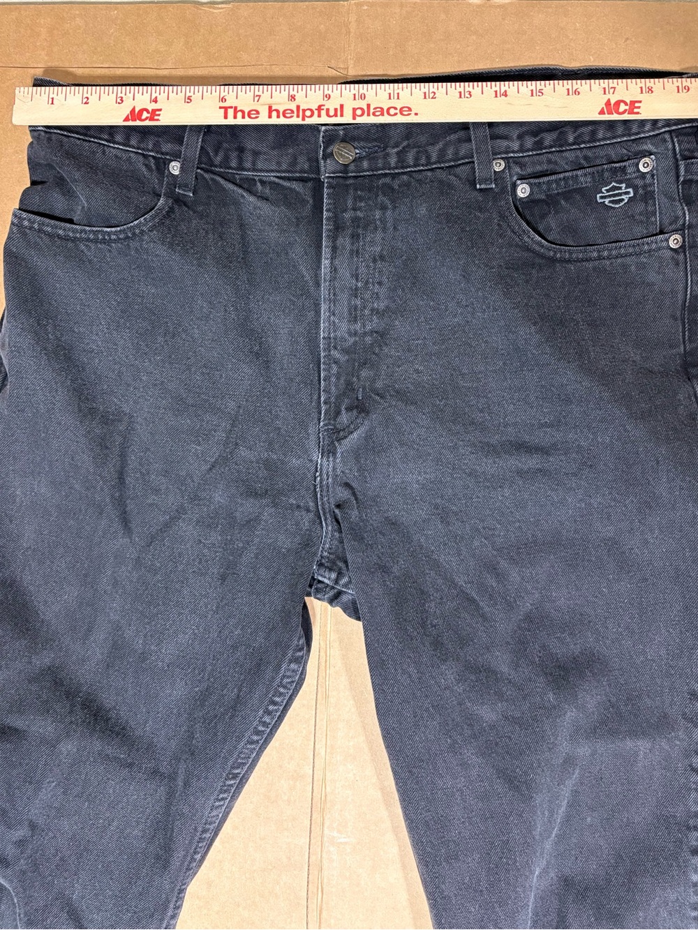 Retro 2008 Harley Davidson Genuine MotorClothes Black Denim Jeans Mens 40x32 Y2K - Picture 13 of 16